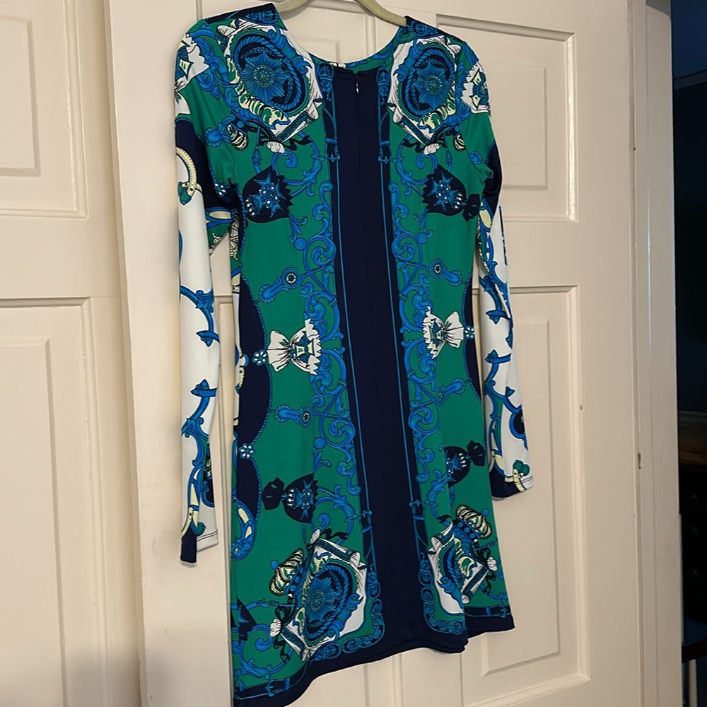 Julie Brown mini dress. Size M.  Green/blue/cream. - Picture 3 of 9